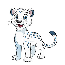 矢量动物可爱白色小豹子