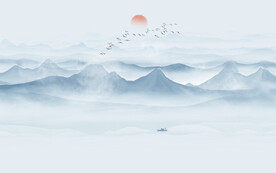 抽象水墨山水画