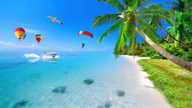 梦幻海景沙滩风景背景墙