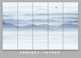 大气水墨山水画背景墙