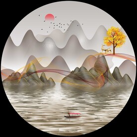 圆形山水画