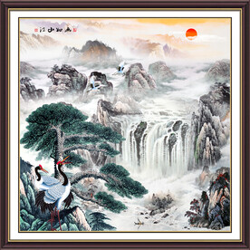 迎客松山水画
