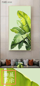 北欧家大业大油画绿色肌理玄关画