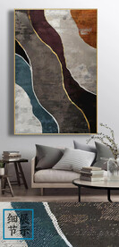 现代艺术轻奢抽象金箔形状装饰画