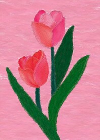 粉色郁金香油画装饰画