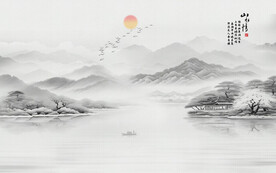 水墨江南山水画