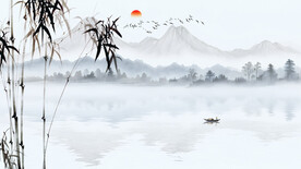 新中式意境山水客厅电视背景