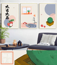 现代手绘小清新水果动物装饰画