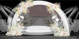 现代婚礼白色粉色婚礼婚礼效果图