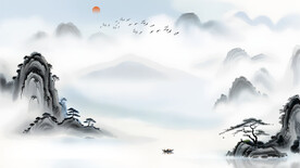 大气意境水墨山水背景墙