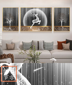 现代轻奢意境线条光影麋鹿装饰画