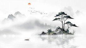 新中式意境水墨背景