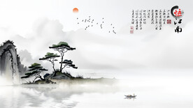 新中式山水背景墙