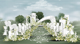 户外婚礼白绿婚礼婚礼效果图