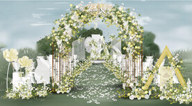 户外婚礼白绿婚礼婚礼效果图