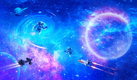 蓝色星空宇宙太空人