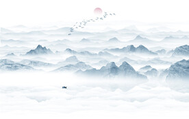 禅意水墨山水画