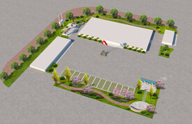 办公楼前绿化花坛设计案例效果图