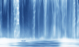 瀑布山水背景墙