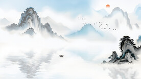 山水情山水画电视背景墙