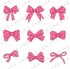 原创粉色圆点蝴蝶结插画素材