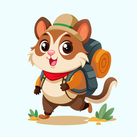 矢量可爱的徒步小仓鼠