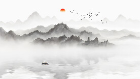 新中式山水电视背景墙