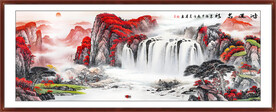 国画山水风景画鸿运当头