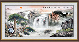 黄山迎客松国画