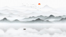 新中式水墨山水背景