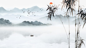 写意意境山水背景