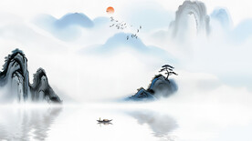 中式电视背景墙水墨画