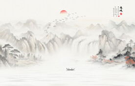 工笔国画山水图