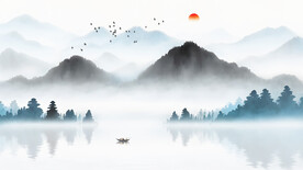 水墨山水风景背景墙