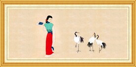 仙鹤仕女图