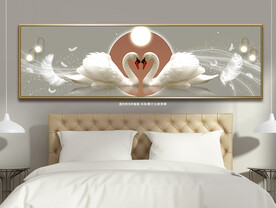 简约羽毛浪漫天鹅湖床头装饰画