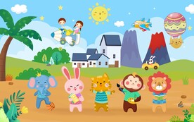 卡通儿童房背景墙图片