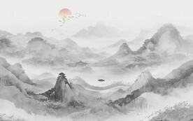 水墨意境山水画电视背景墙