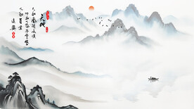 禅意山水画背景墙