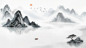复古山水画背景