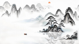 禅意水墨画背景墙