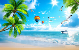 热带风景画沙滩美景