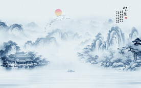 山水水墨画风景图