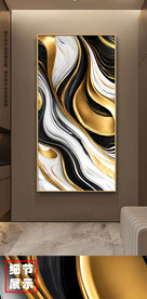新中式奢华山水大理石纹玄关画