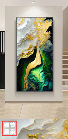 现代抽象艺术金箔微雕玄关装饰画