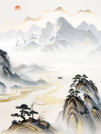  水墨意境山水画