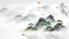 新中式水墨画背景