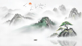 中式山水画背景