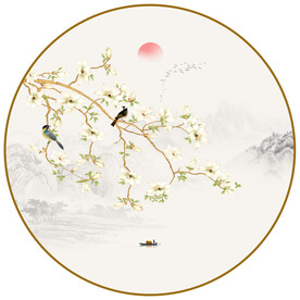 圆形花鸟画