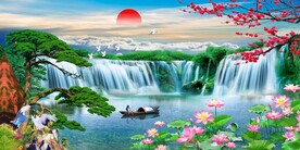 迎客松山水风景装饰画